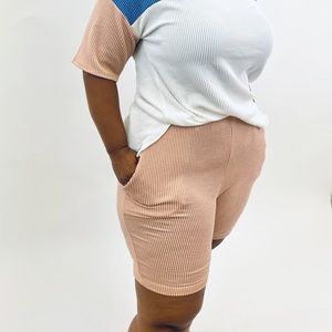 Deep Ribbed Shorts- Mauve